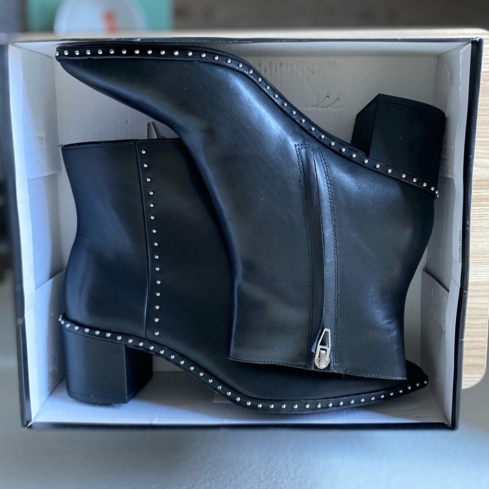 Black Studded Booties. New!